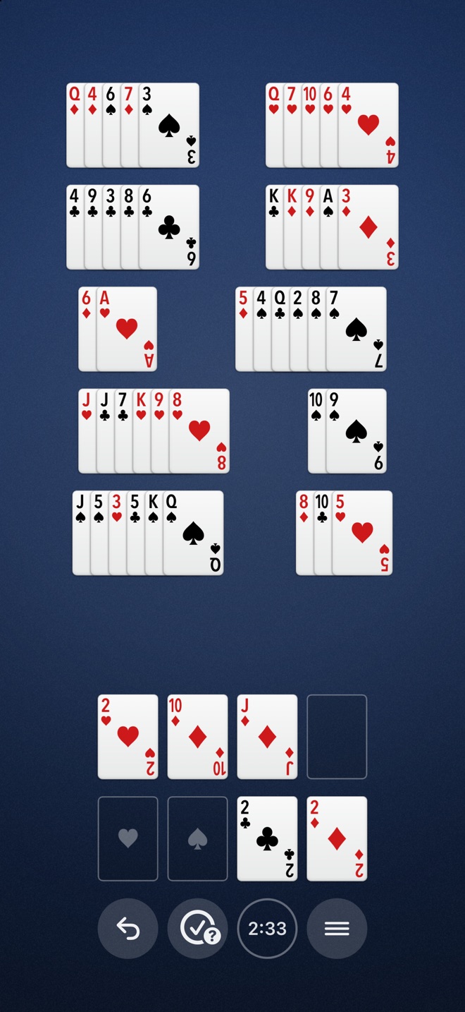 A game in progress on the midnight blue table
